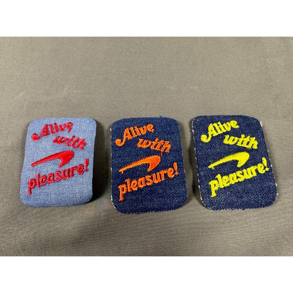 3) Vintage 1980s Newport Cigarettes “Alive With Pleasure” Denim Iron On Patches